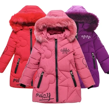 Зимние куртки для девочек большого размера, сохраняющие тепло, утепленное рождественское пальто, осенняя водонепроницаемая верхняя одежда на молнии с капюшоном, детская одежда от 3 до 12 лет
