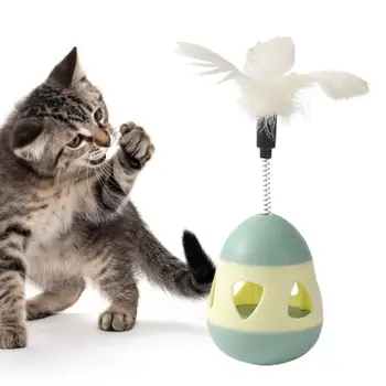 Игрушка для котенка из полипропиленового материала, игрушка для домашних животных, пружинный слоу-фуд, забавная игрушка для кошек-неваляшек из перьев