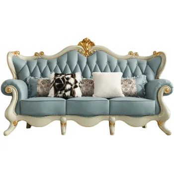 Кожаный диван в европейском стиле, гостиная, полностью из массива дерева, верхний слой, мебель из воловьей кожи, 123 комбинации