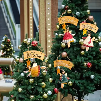 Креативный Рождественский Ангел в европейском стиле Деревянный Маленький подвесной дверной декор Рождественские Приветственные Подвесные украшения