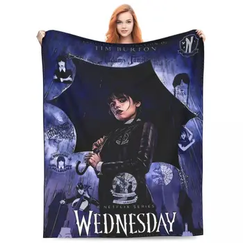 Многофункциональное Одеяло Wednesday Addams Merch Bed Decorative Horror TV Blanket Throw из Легкого Тонкого Бархата для Офиса