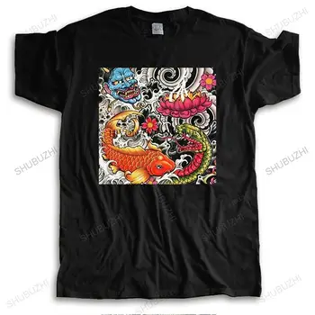 Модная мужская футболка с рыбой и змеей Якудза, хлопковая футболка с короткими рукавами, Летние футболки Japan Dragon Gangster, графические футболки