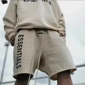 Модные мужские шорты в стиле хип-хоп, Двухнитка, силиконовый 3D буквенный принт, дизайнерский бренд, пара свободных повседневных шорт