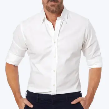 Мужская футболка Удобные стильные мужские деловые рубашки с воротником-лацканом из дышащей ткани для работы или официальных мероприятий для мужчин