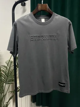 Мужская футболка Уличная мода Топ с круглым вырезом Y2k Летняя хлопковая одежда с коротким рукавом и надписью Мужская свободная модная футболка
