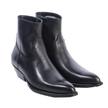 Мужские ботинки ручной работы Высочайшего качества, Черные Короткие ботинки Из натуральной кожи С острым носком, Мужские ковбойские ботинки в Западном стиле, Большой Размер 37-46