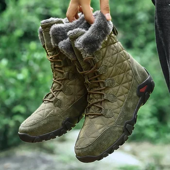 Мужские зимние военные ботинки, уличные бархатные удобные рабочие альпинистские зимние ботинки, модная повседневная хлопчатобумажная обувь для путешествий