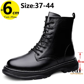 Мужские кожаные уличные ботинки Ankel, увеличивающие рост по стельке на 6 см, мужские ботинки с лифтом, большие размеры 37-44