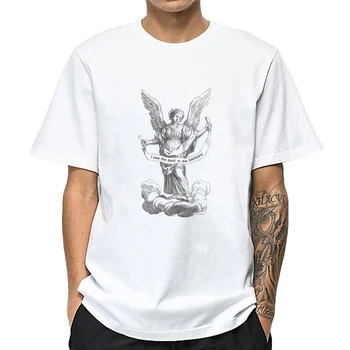 Мужские модные топы в стиле хип-хоп, я видел Дьявола На заднем дворе, Качественная мужская футболка с принтом Harajuku, Забавные футболки с рисунком Ангела