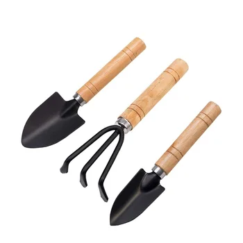 Набор из 3 Мини-садовых инструментов Ручные Инструменты для посадки растений Маленькая Лопатка Грабли Лопата с деревянной ручкой Инструменты для посадки растений