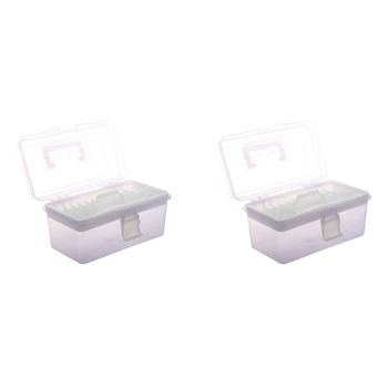 Новый 2-Х Слойный Ящик Для Хранения Аппаратных Инструментов с Пластиковой Ручкой, Прозрачный Фиолетовый