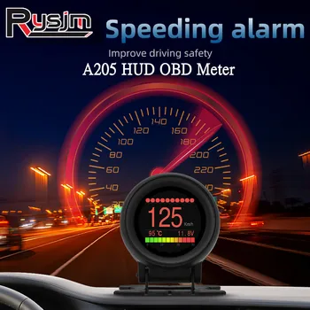 Новый автомобильный OBD Многофункциональный измеритель Цифровой головной дисплей A205 HUD Скорость Расход топлива Температура Вольтметр Obd2 датчики