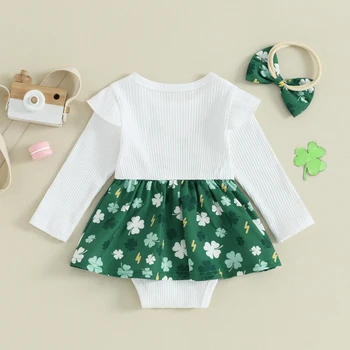 Платье-комбинезон для новорожденных девочек с летящими рукавами, зеленый комбинезон в сетку с повязкой на голову, наряд, одежда