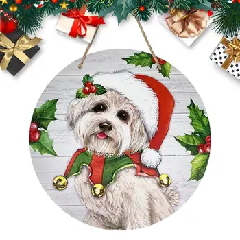 Приветственный Дверной знак, Праздничное Изображение Собаки, Рождественский декор, Праздничные Рождественские украшения на крыльце, Милый Рождественский Орнамент, Декоративный