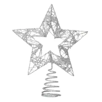 Проволочный орнамент в виде звезды, блестящая звезда для рождественской елки, металлические украшения для домашнего декора, 8-дюймовая звезда для окон рождественской елки