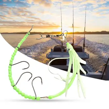 Рыболовный Крючок Для Осьминога ABS Струнный Крючок Для Осьминога Портативный Рыбный Аттракцион Простой Светящийся Тропический Волосяной Хвост Струнный Крючок Для Кальмара