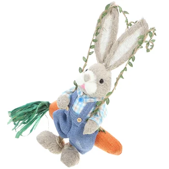 Садовая статуя качающегося кролика, фигурка кавайного кролика, скульптура животного, подвешенная на дереве, украшения для Пасхальных свадебных вечеринок