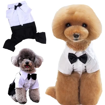 Свадебный костюм щенка, джентльменская одежда для домашних животных для маленьких средних собак, комбинезоны, красивые пальто, костюмы плюшевого чихуахуа, французского бульдога