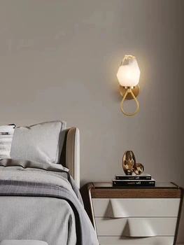 Современные новые медные настенные светильники из белого стекла, лампа G9 для спальни, гостиной, лампы для прохода, бра 110-240 В, прямая доставка