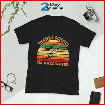 Спасибо науке, я вакцинирован Винтажная футболка с длинными рукавами в стиле ретро Pro Vaccine
