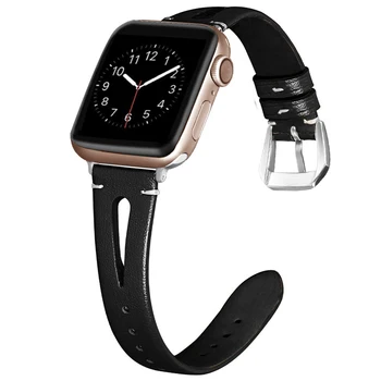 Тонкий Кожаный Ремешок для Apple Watch Band 44 мм 40 мм 38 мм 42 мм Металлический Браслет Correa iWatch Ultra Series 5 4 6 se 7 8 49/45 мм 41 мм