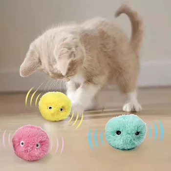 Умные игрушки для кошек Интерактивный мяч Плюшевая электрическая игрушка для дрессировки кошачьей мяты Котенок Со звуковым сопровождением, Питомец, игрушка-мяч для кошек, Пищащий продукт