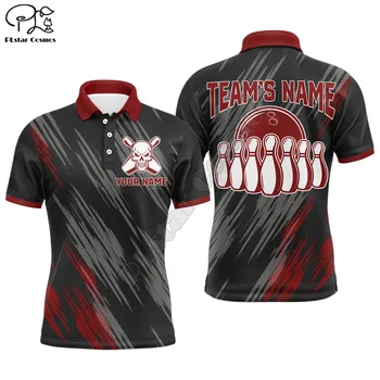 Футболка-поло для боулинга с черепом карателя для мужчин, черно-красная футболка для боулинга, футболка команды по боулингу, футболки-поло с 3D-принтом, футболки