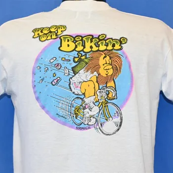 Футболка с рисунком льва 70-х годов Keep On Bikin' Roach Bicycle Средний