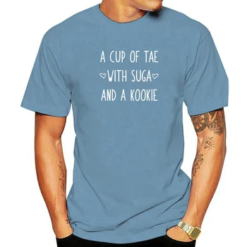 Хлопковая Женская футболка A Cup of Tae с принтом Suga, Женская футболка с коротким рукавом, Женские Топы, Одежда Mujer
