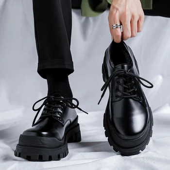 Черная повседневная деловая обувь, мужские свадебные туфли для мужчин 2023, модные мужские оксфорды, официальная обувь, обувь для дерби, мода B218