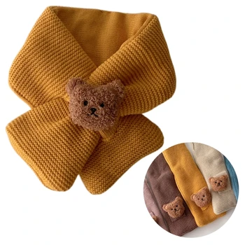 Шарф с медведем, мягкий утолщенный чехол для шеи, детский шарф, шейный платок (от 0 до 3 лет)