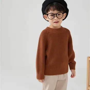 Шерстяной свитер для мальчиков, вязаный крючком, хлопковое вязание 2023, Красивые теплые весенне-зимние топы для подростков, детская одежда